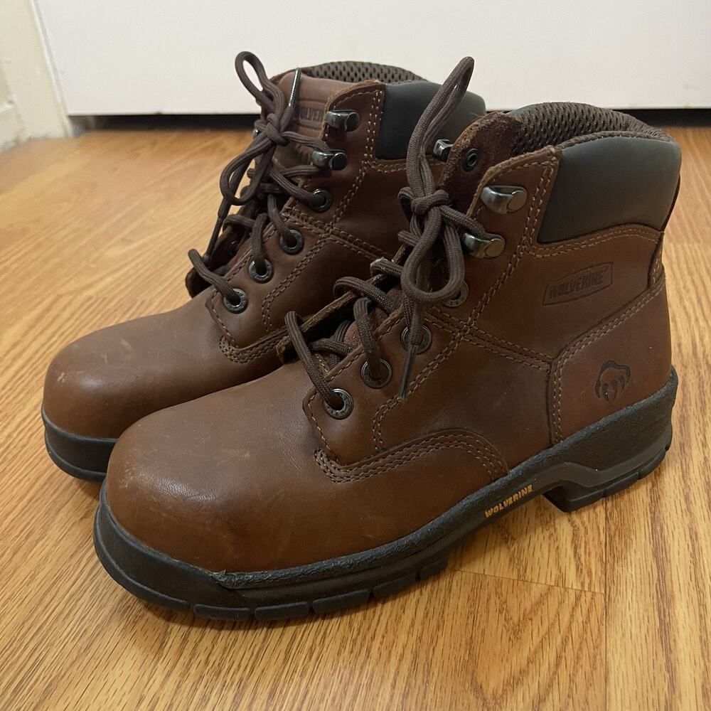 Wolverine Harrison lace up brown work boots steel toe women size US 6